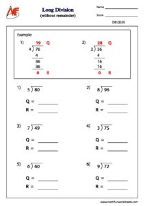Long division without remainder