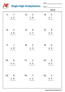 Number Multiplication Worksheets