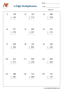 Number Multiplication Worksheets