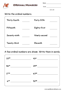 cardinal and ordinal numbers
