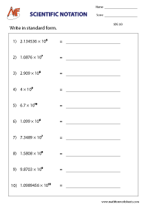 scientific notation worksheet for class 7