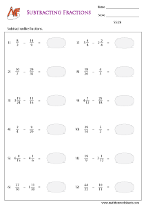 Fraction Subtraction Worksheet