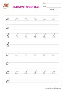 cursive writing practice sheets kids worksheets