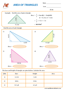 Area of Triangles Worksheet