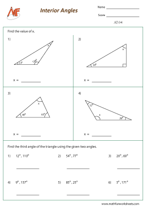 Angles in Triangles Worksheets