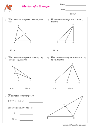Median and Centroid Worksheets