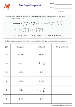 Midpoint Formula Worksheets