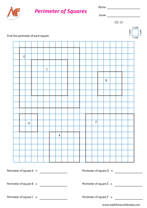 Perimeter of Squares Worksheets