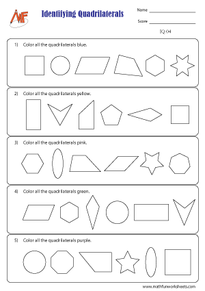 Identifying Quadrilaterals Worksheets