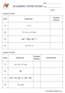 Algebraic Expressions
