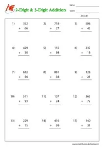 2 -digit plus 3 -digit addition