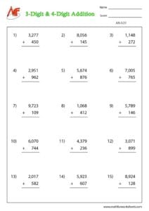 3 -digit plus 4 -digit addition