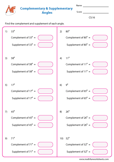 Complementary and Supplementary Angles