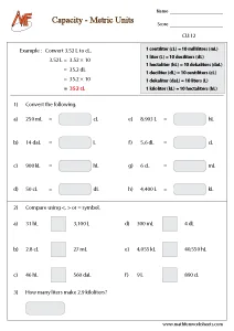 Capacity - Metric and Customary units