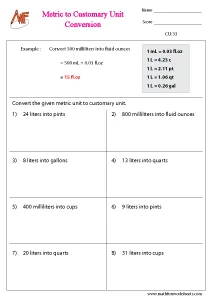 Capacity - Metric and Customary units