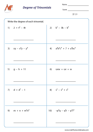 Identifying Polynomials Worksheets