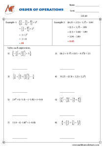 Order of Operations