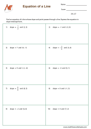 Point Slope Form Worksheets - Math Fun Worksheets