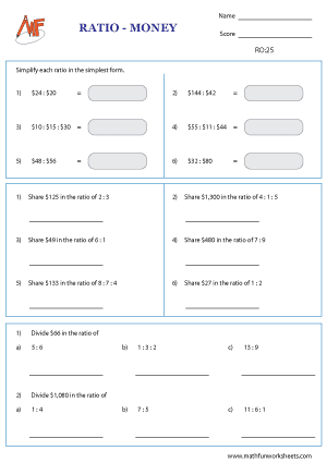 Ratio Worksheets