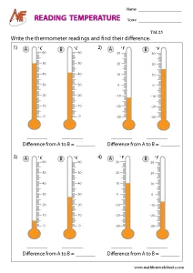Temperature Worksheets