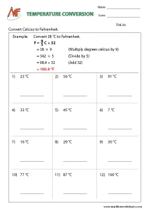 Temperature Worksheets