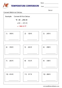 Temperature Worksheets