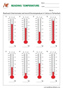 Temperature Worksheets