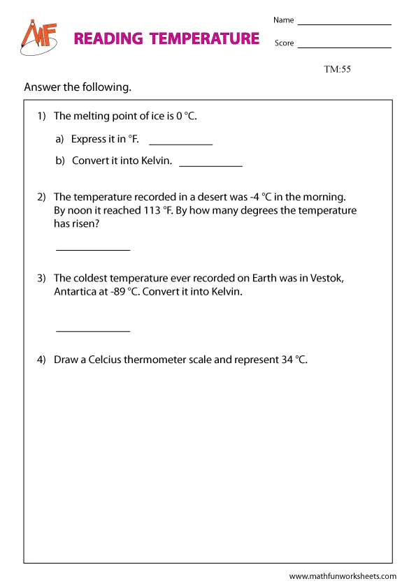 Temperature Worksheets