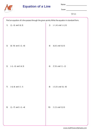 Two Point Form Worksheets
