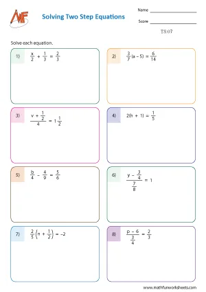 Two Step Equation Worksheets