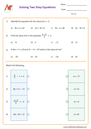 Two Step Equation Worksheets