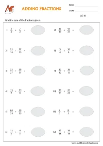 Fraction Addition Worksheets