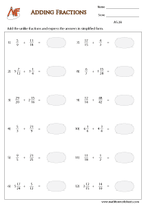 Fraction Addition Worksheets