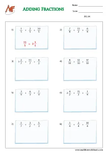 Fraction Addition Worksheets