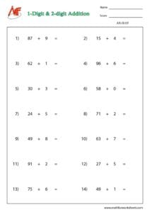 1 -digit plus 2 -digit addition