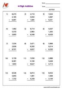 4 digit addition