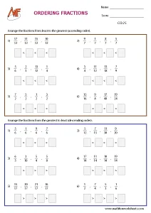 Comparing and Ordering Fractions