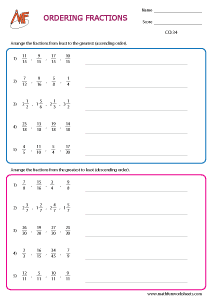 Comparing and Ordering Fractions