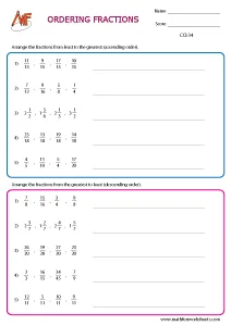 Comparing and Ordering Fractions