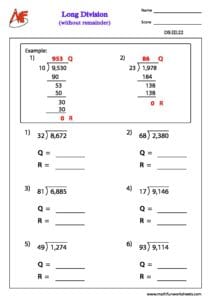 Long Division without Remainder