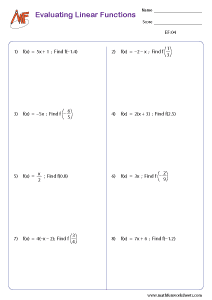 Evaluating Functions Worksheets