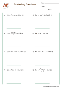 Evaluating Functions Worksheets
