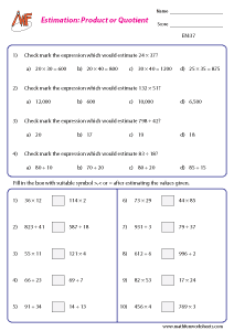 Estimation Worksheets