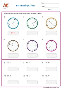 Estimating time and money Worksheets