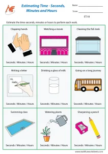 Estimating time and money Worksheets