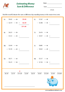 Estimating time and money Worksheets