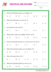 Factors and Multiples