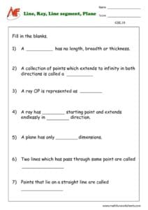 Lines, Rays, Line Segments and Planes