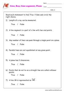 Lines, Rays, Line Segments and Planes