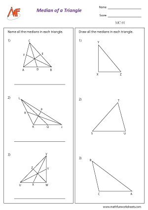 Medians and the Centroid of a triangle Math Fun Worksheets Medians and the Centroid of a triangle Math Fun Worksheets